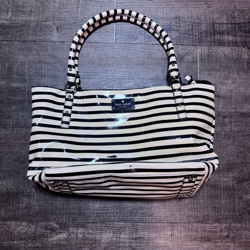 Kate Spade Black and Cream Striped Diaper Bag